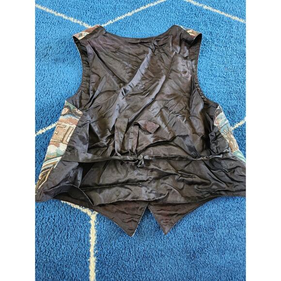 Vintage Nadia Tapestry Button Up Vest Lg - Picture 2 of 5